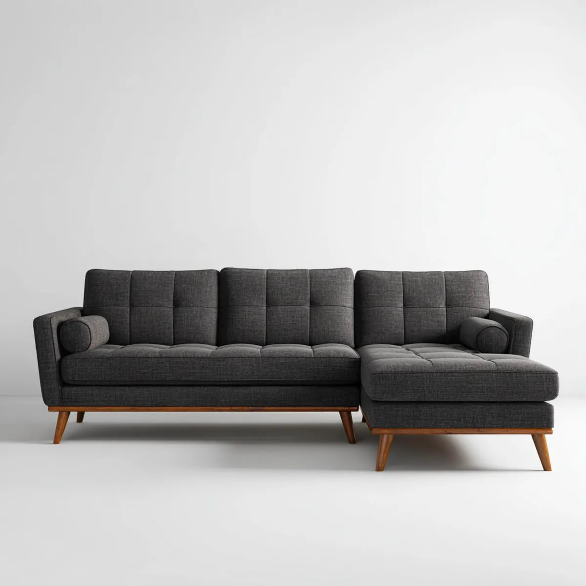 Ecksofa mit Recamiere Anthrazit 250 x 160 x 86 cm Polyester Schaumstoff L-Form