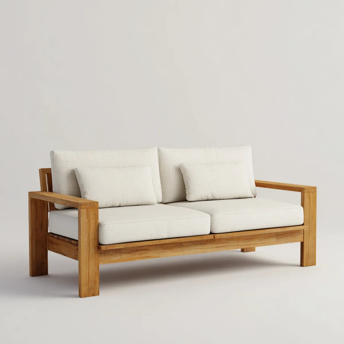 2-Sitzer Sofa Creme 150 x 80 x 78 cm mit Teakholzgestell und Polyesterbezug rechteckig