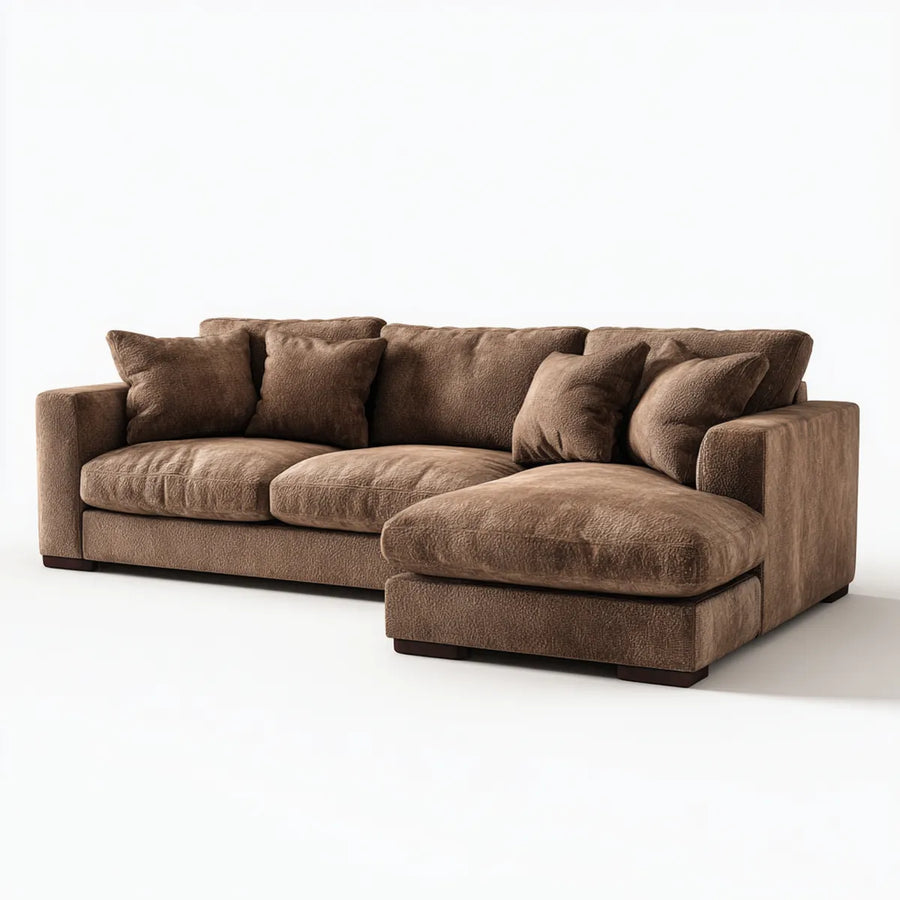 Ecksofa mit Recamiere Braun 280 x 180 x 85 cm Polyester Bouclé L-Form