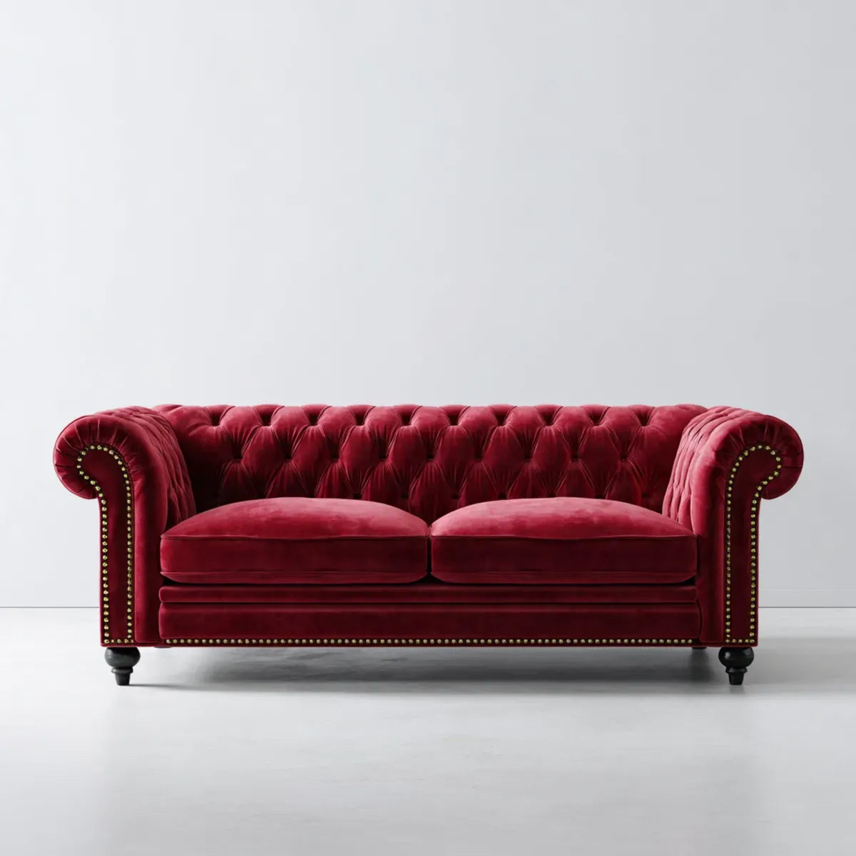 2-Sitzer Chesterfield Sofa Bordeauxrot 180 x 90 x 78 cm Polyester-Samt Rechteckig