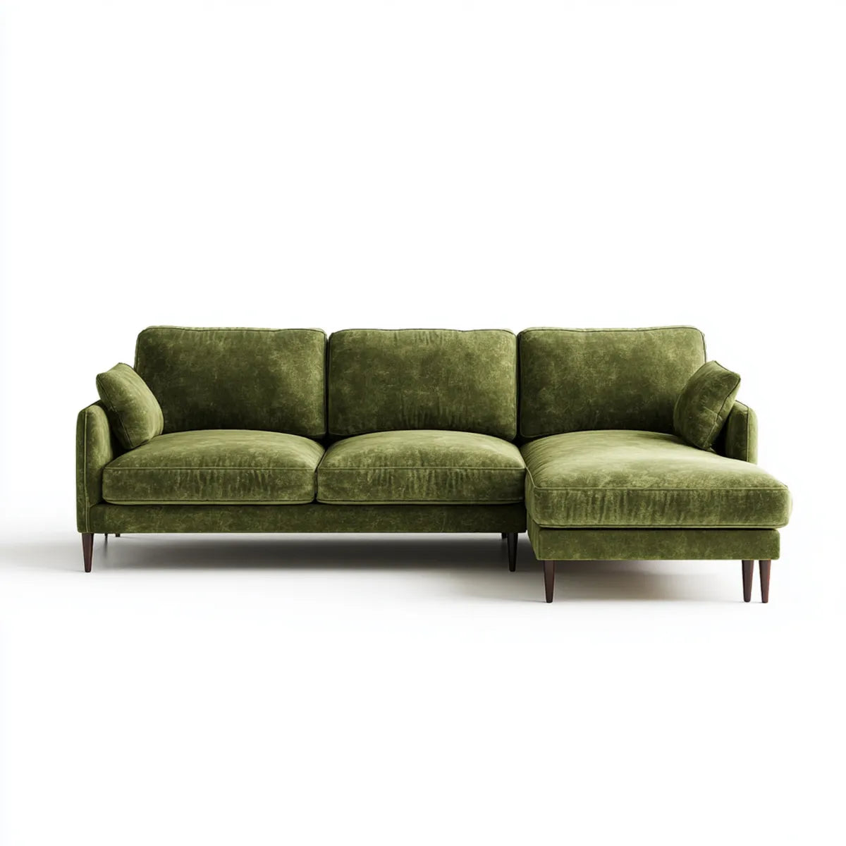 Ecksofa mit Recamiere rechts Olivgrün 270 x 160 x 85 cm Polyestersamt L-Form